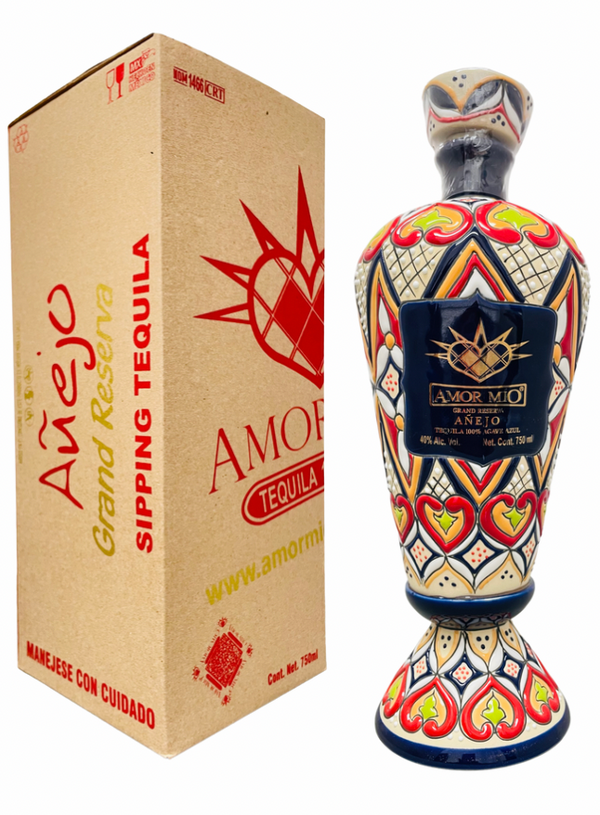 Amor Mio Gran Reserva Añejo Ceramic Bottle Hand Painted  750 ML