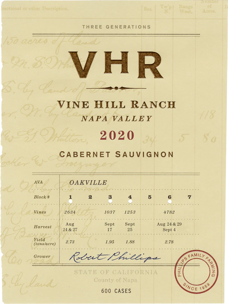 VHR Vine Hill Ranch Cabernet Sauvignon 2020 750 ML