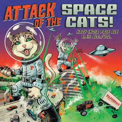 Paperback Attack of the Space Cats Hazy IPA Single 16oz can