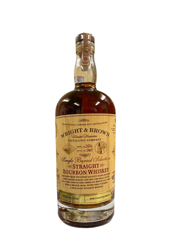 Wright & Brown Single Barrel Selection #262 Heritage Bourbon Whiskey 750 ML